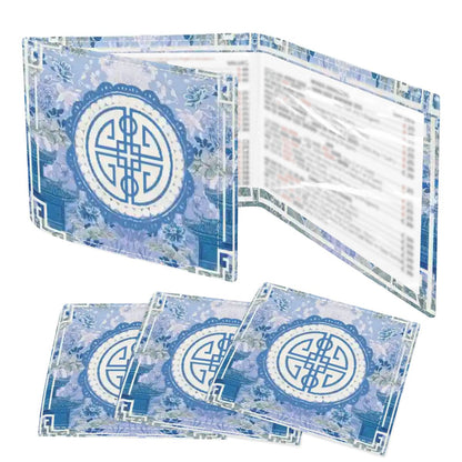 Asian Blue Chinoiserie Mahjong in the Moon Garden 4 Mahjong Card Holder with Line Finder - Splash of Color Co.