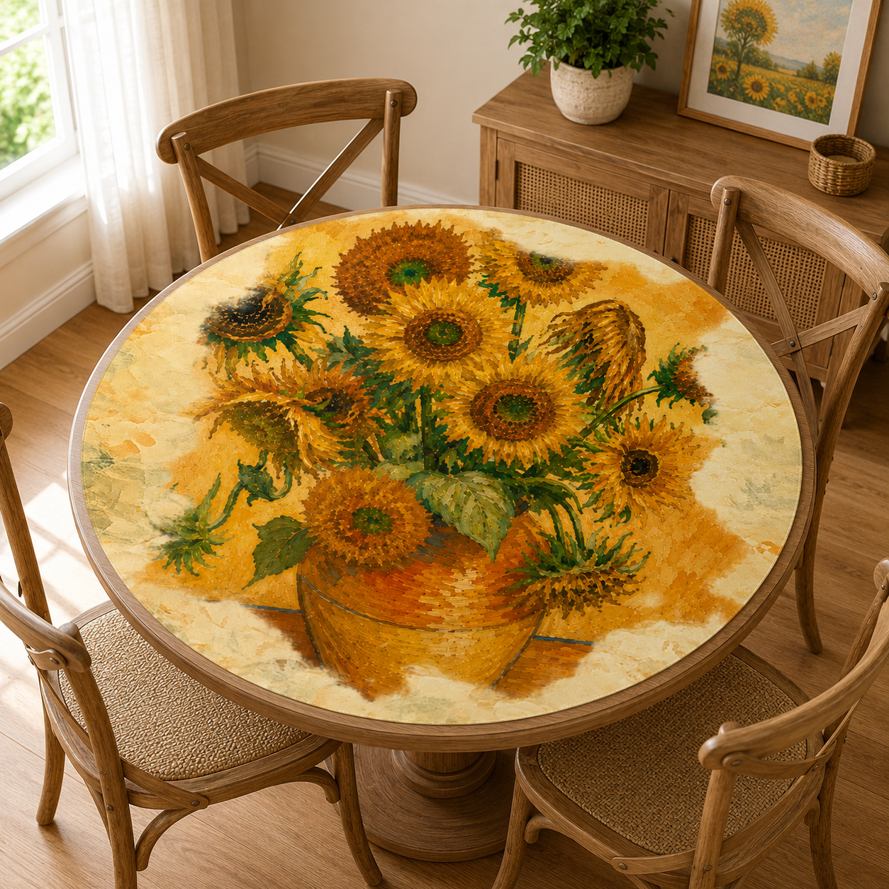 Sunflower Van Mahj Round Mahjong Mat