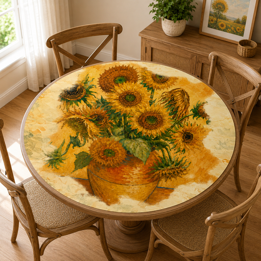 Sunflower Van Mahj Round Mahjong Mat