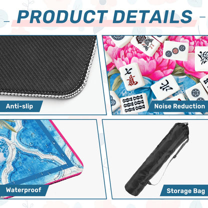 Mahjong Chinoiserie Mat, Pink Blue, The Peony - Powered Prosperity Pad - Splash of Color Co.