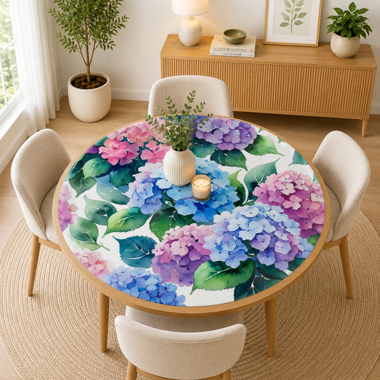 Floral Hydrangea Round Mahjong Mat - Splash Of Mahj And Color Co.