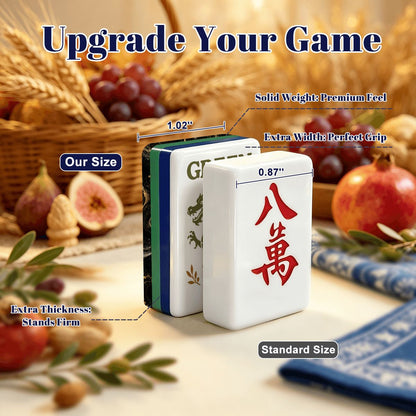 Midnight Black Marbled Tuscan Earthy Botanical American Mahjong Tiles And Carry Case