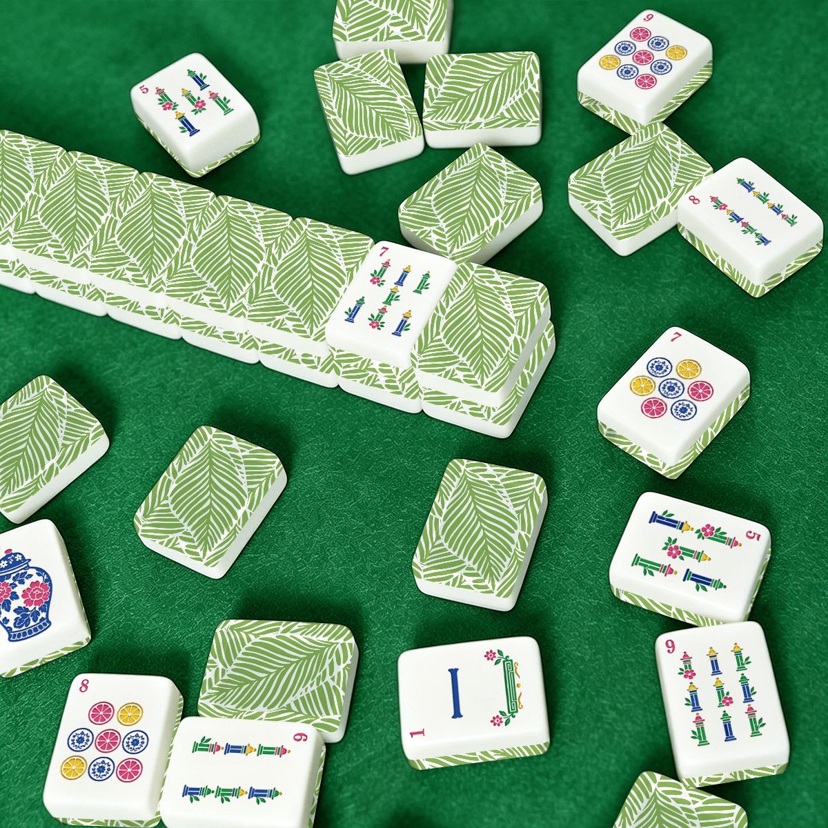 Tropical Paradise American Mahjong Chinoiserie Pastel Tiles And Carry Case - Splash Of Mahj And Color Co.