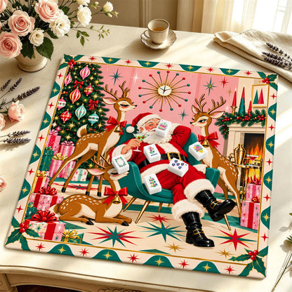 Santa Baby’s Cocktail Hour Mahjong Mat Sleek Surface - Splash Of Mahj And Color Co.