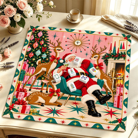 Santa Baby’s Cocktail Hour Mahjong Mat Sleek Surface - Splash Of Mahj And Color Co.