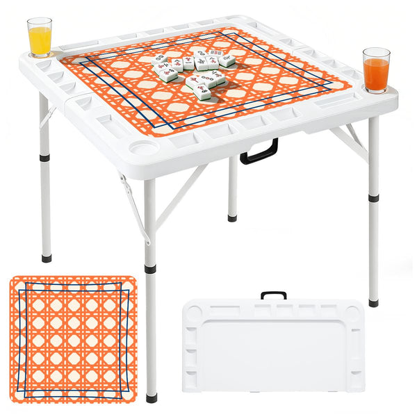 Simplistic Orange Cane Mini Mahj Mat And Foldable Mahjong Table - Splash of Color Co.
