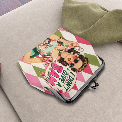 Funny Mahjong, I Don't Give A Bam Women's Leather Kiss Lock Coin Purse - Splash Of Mahj And Color Co.
