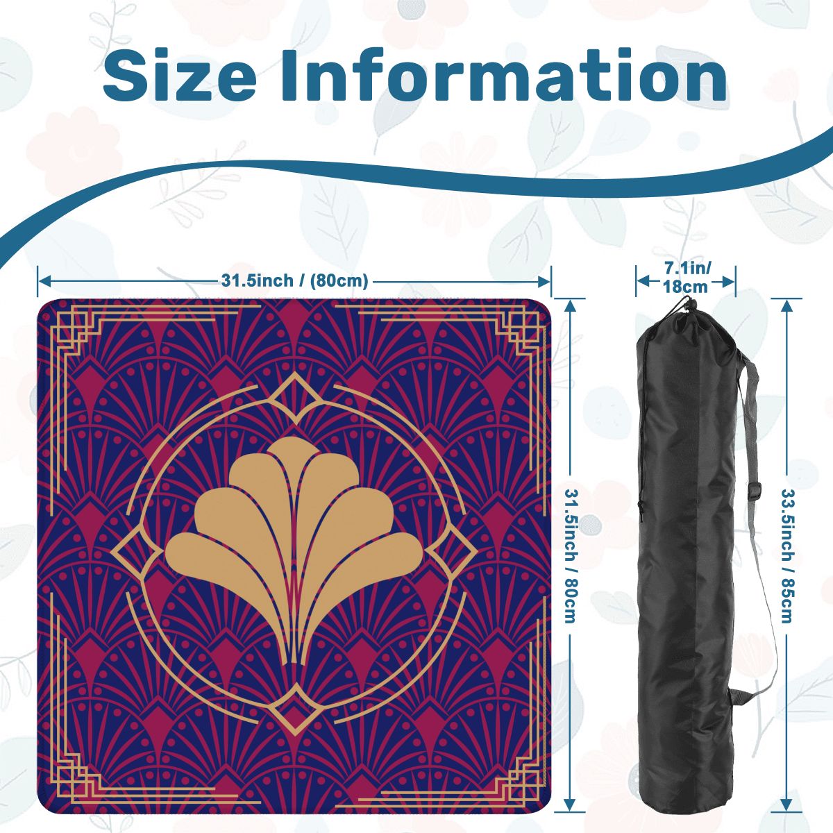 Art Deco Mahjong Mat, Blue Burgundy Gold Gilded - Splash of Color Co.