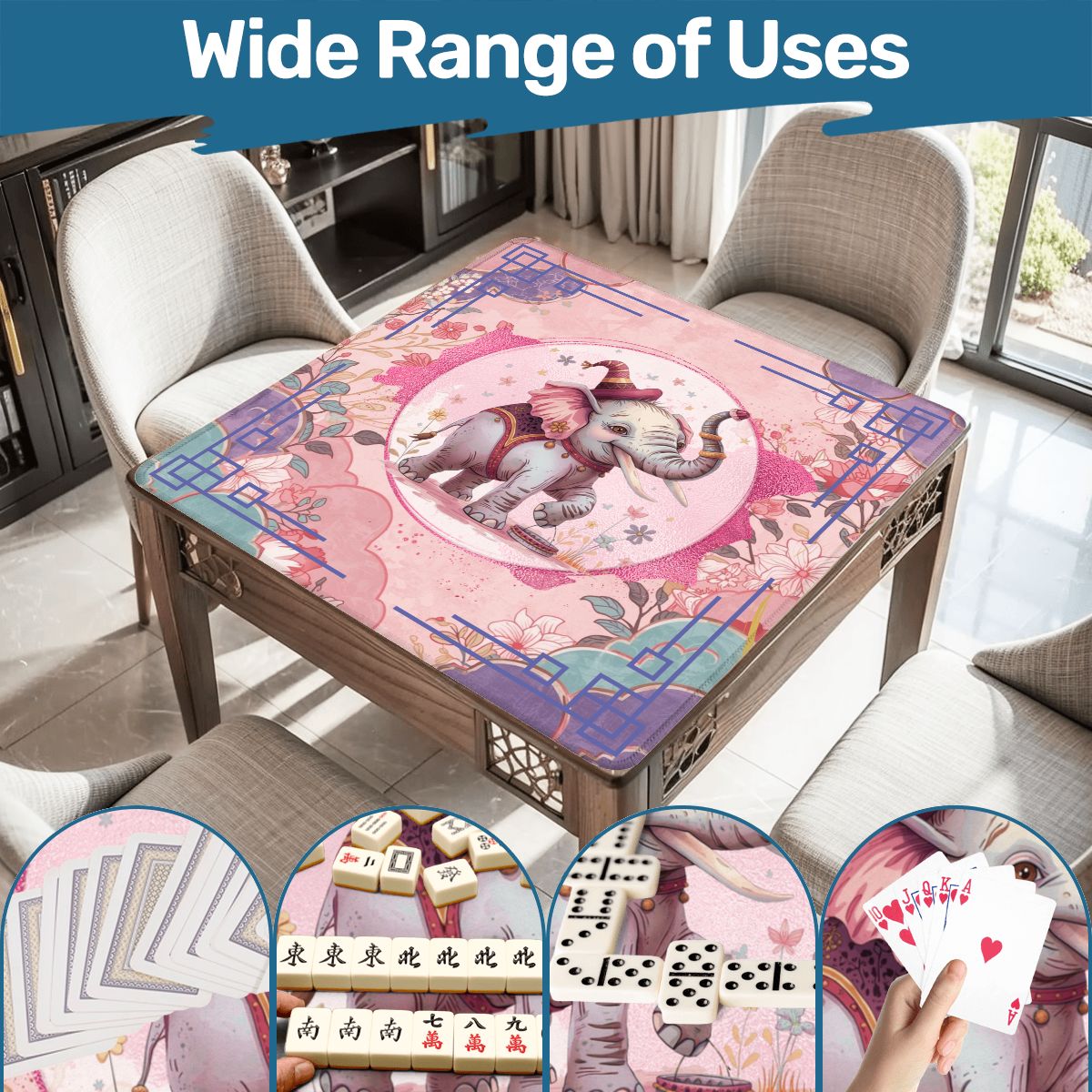 Tilley Tusk Magical Asian Garden Elephant Mahjong Mat - Splash of Color Co.