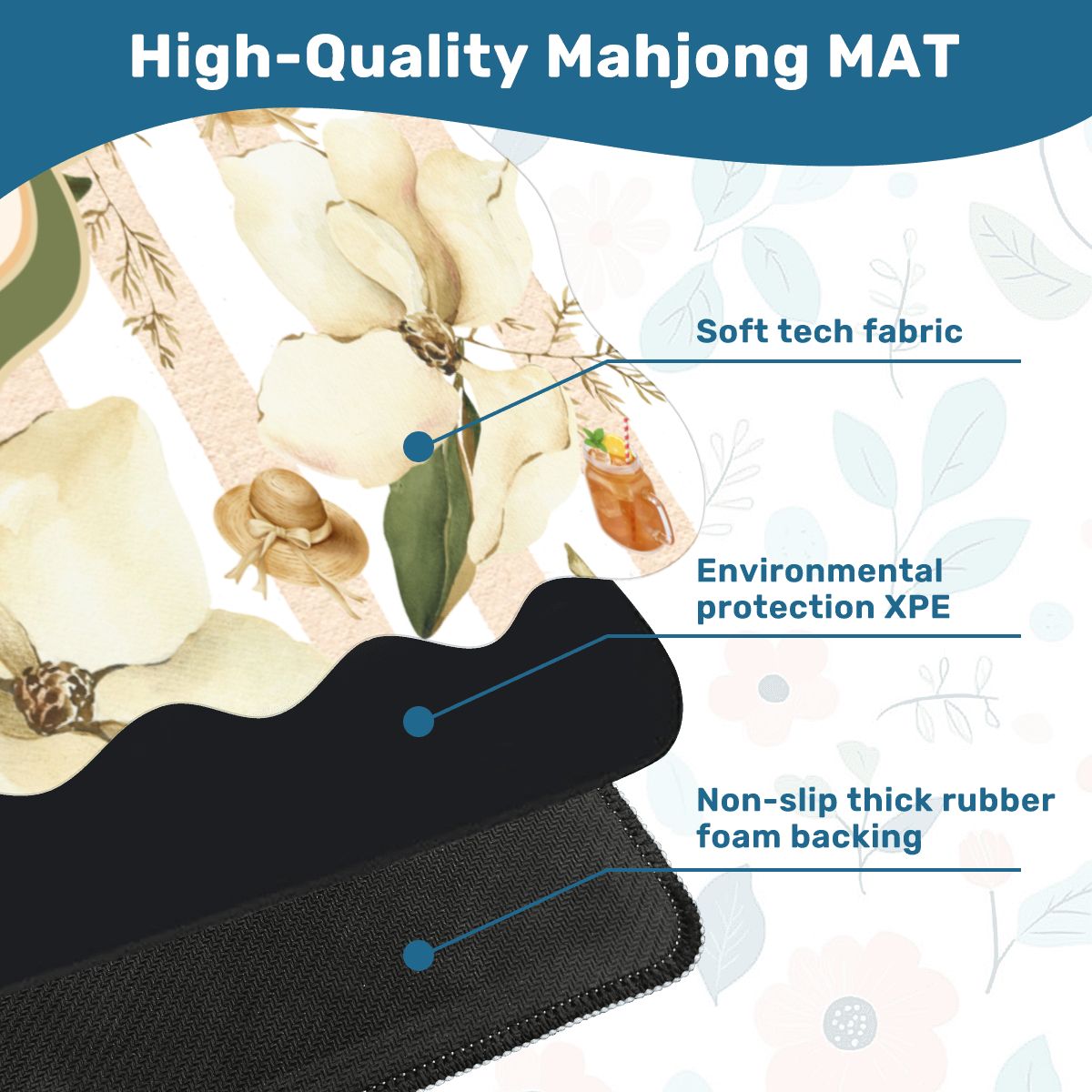 Magnolias And Sweet Tea Scalloped Mahjong Mat - Splash of Color Co.