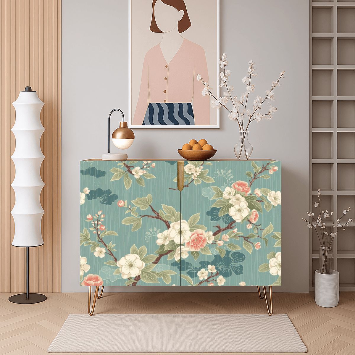 Asian Cherry Blossom Mahjong Tiles And Accessories Sideboard Credenza - Splash Of Mahj And Color Co.