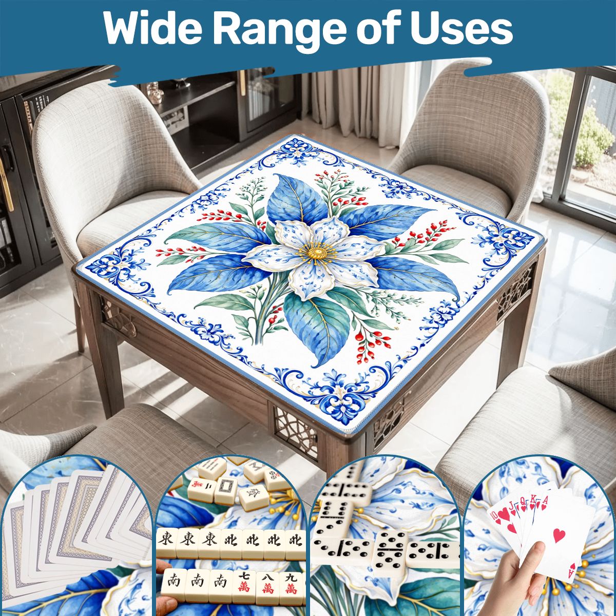Porcelain Tobacco Garden Mahjong Mat - Splash of Color Co.