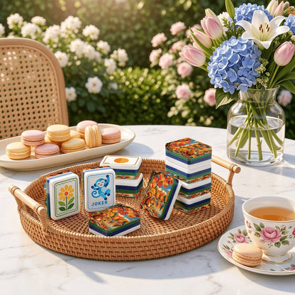 Nutty by Nature Modern Folk American Mahjong Tiles  4 Layer  And Carry Case
