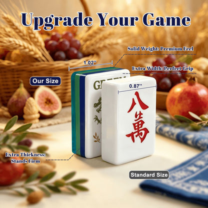 Teal Tuscan Earthy Botanical 4 Layer Engraved American Mahjong Tiles And Carry Case