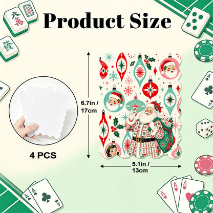 Nostalgic Christmas Santa Scalloped Mahjong Shuffler Cards  Set of 4