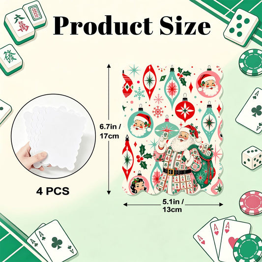 Nostalgic Christmas Santa Scalloped Mahjong Shuffler Cards  Set of 4