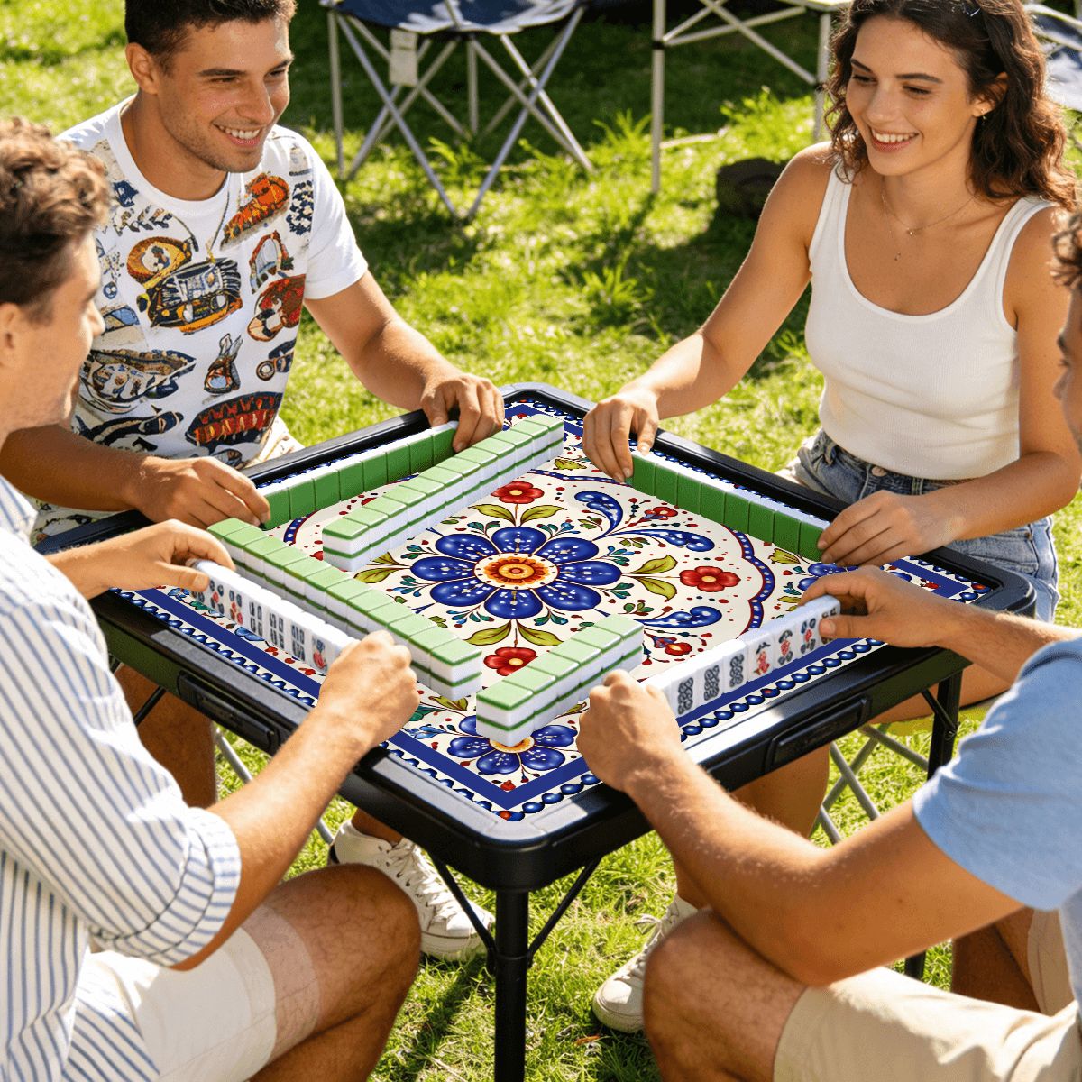 Pottery Porcelain Mini Mahjong Travel Mat - Splash Of Mahj And Color Co.