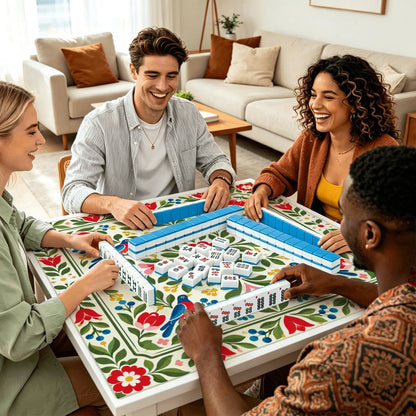 Modern Nordic Scandinavian Folk Art Mahjong Mat Sleek Surface - Splash Of Mahj And Color Co.