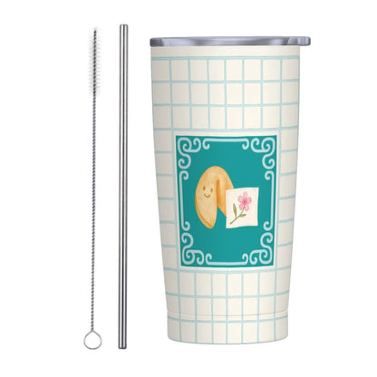 Cute Mahjong Tumbler With Fortune Cookie Mahj Mom Gift Stainless Steel Insulated Tumbler With Lid And Straw