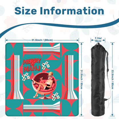 Mahjong Christmas Mat, Merry And Mahj Vintage Nostalgic Party Girl