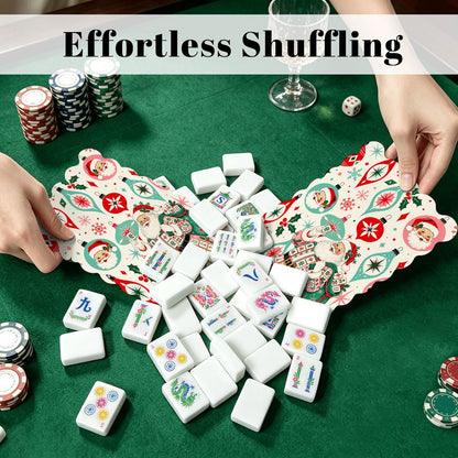 Nostalgic Christmas Santa Scalloped Mahjong Shuffler Cards  Set of 4