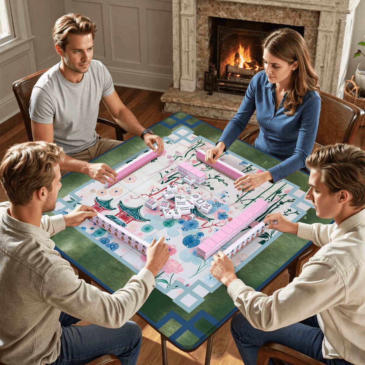 Malachite Mahjong Mat Asian Motif - Splash of Color Co.