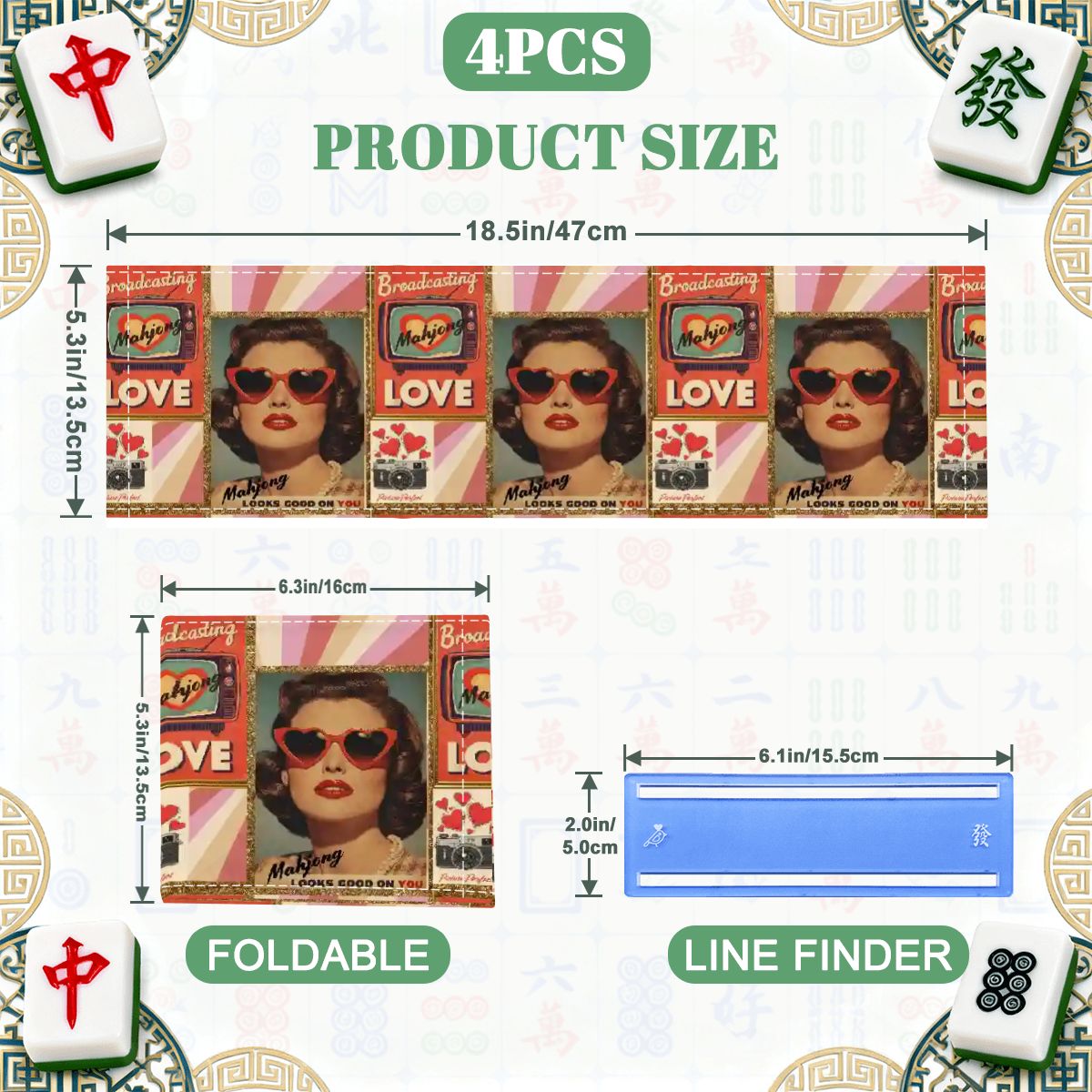 The Era Of Mahjong Looks Good On You 4 Mahjong Card Holder with Line Finder - Splash of Color Co.