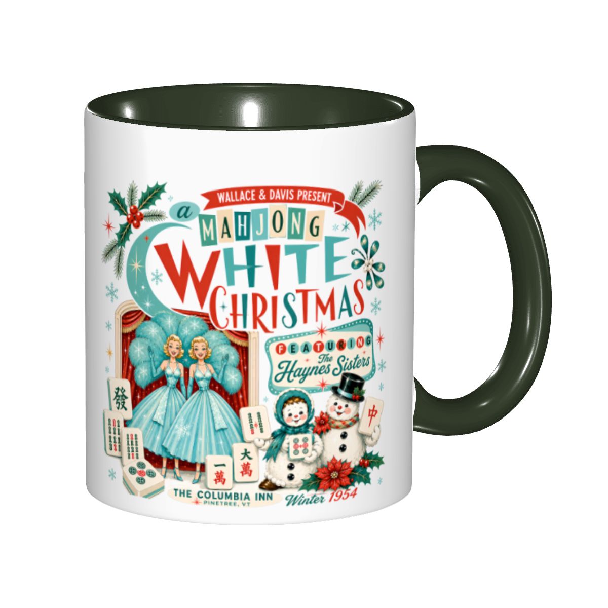 Mahjong White Christmas Nostalgic Haynes Sister Holiday Gift Mug