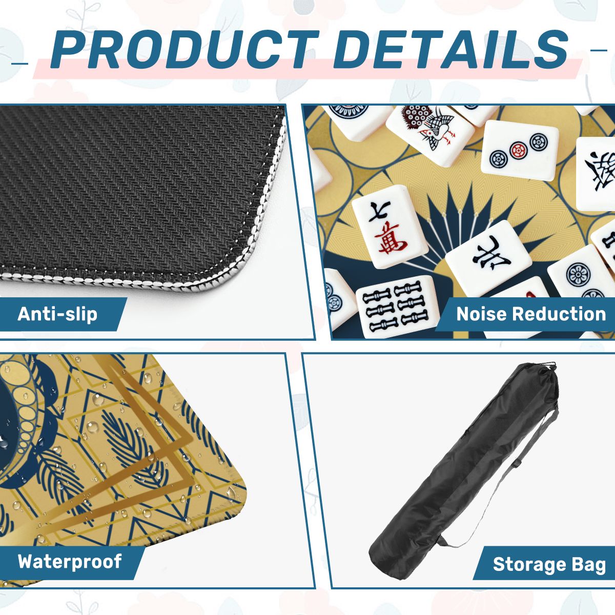 Art Deco Gold Leaf Mahjong Mat - Splash of Color Co.