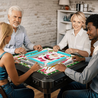 Whimsy Santa Rollerskating, Christmas Mahjong Mat