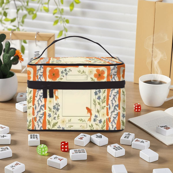 Koi Fish Floral Garden Portable Mahjong Tile Bag - Splash Of Mahj And Color Co.