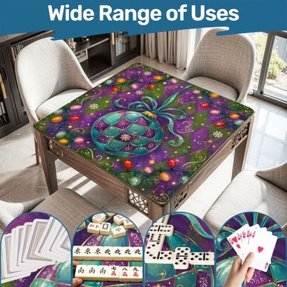 Merry Modernist Purple Green Whimsical Christmas Mahjong Mat