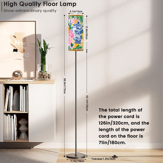 Chinoiserie Asian Citrus Blooms And Fruite Floor Lamp Modern Book Nook Lamp - Splash of Color Co.