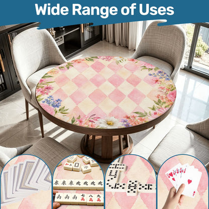Harlequin Romance Pink Vintage Floral Round Mahjong Mat