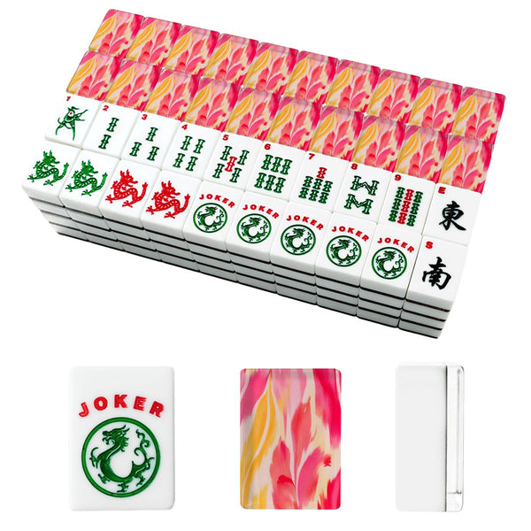 Summer Sorbet Brush Stroked Pink, Yellow American Mahjong Tiles And Carry Case - Splash Of Mahj And Color Co.
