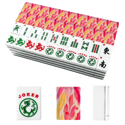 Summer Sorbet Brush Stroked Pink, Yellow American Mahjong Tiles And Carry Case - Splash Of Mahj And Color Co.