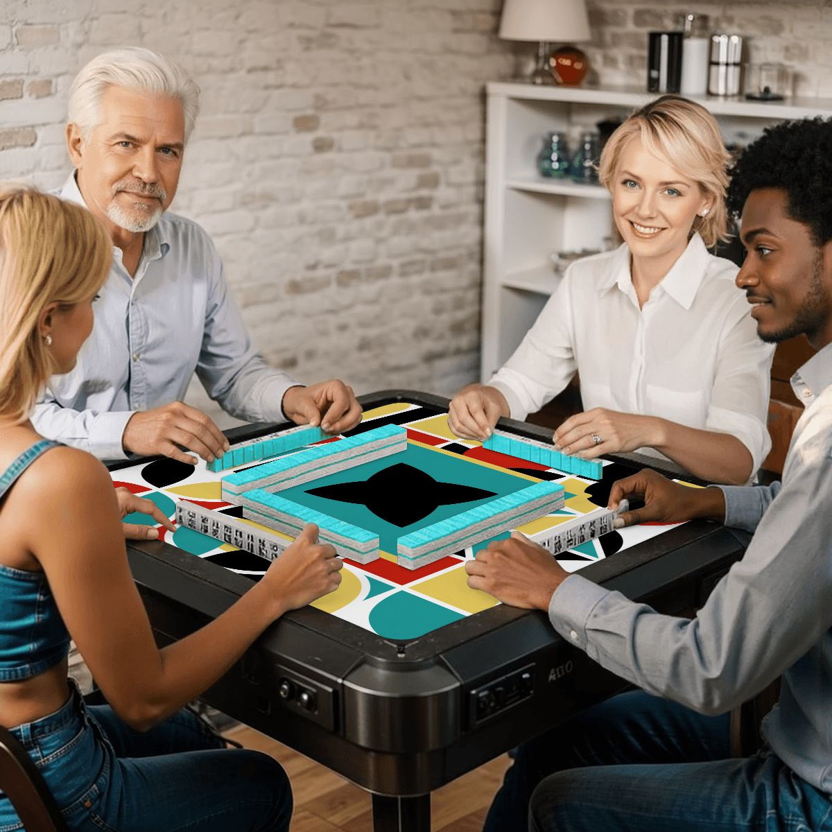 The ModMaxcentric Geometric Mahjong Mat - Splash Of Mahj And Color Co.