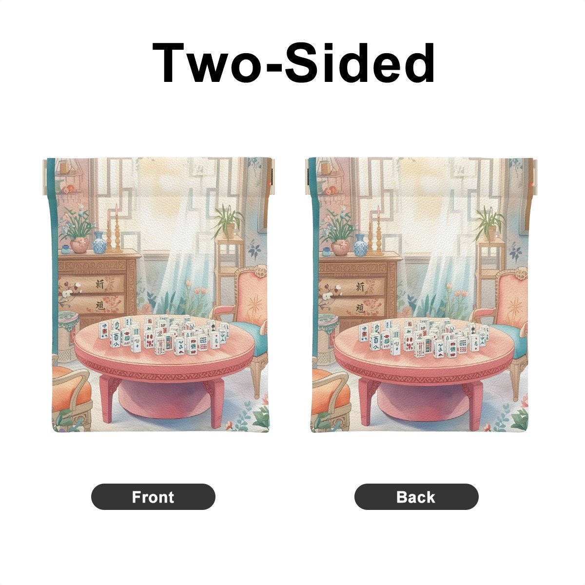 Mahjong Garden Tea Room Leather Coin Dice Purse - Splash of Color Co.