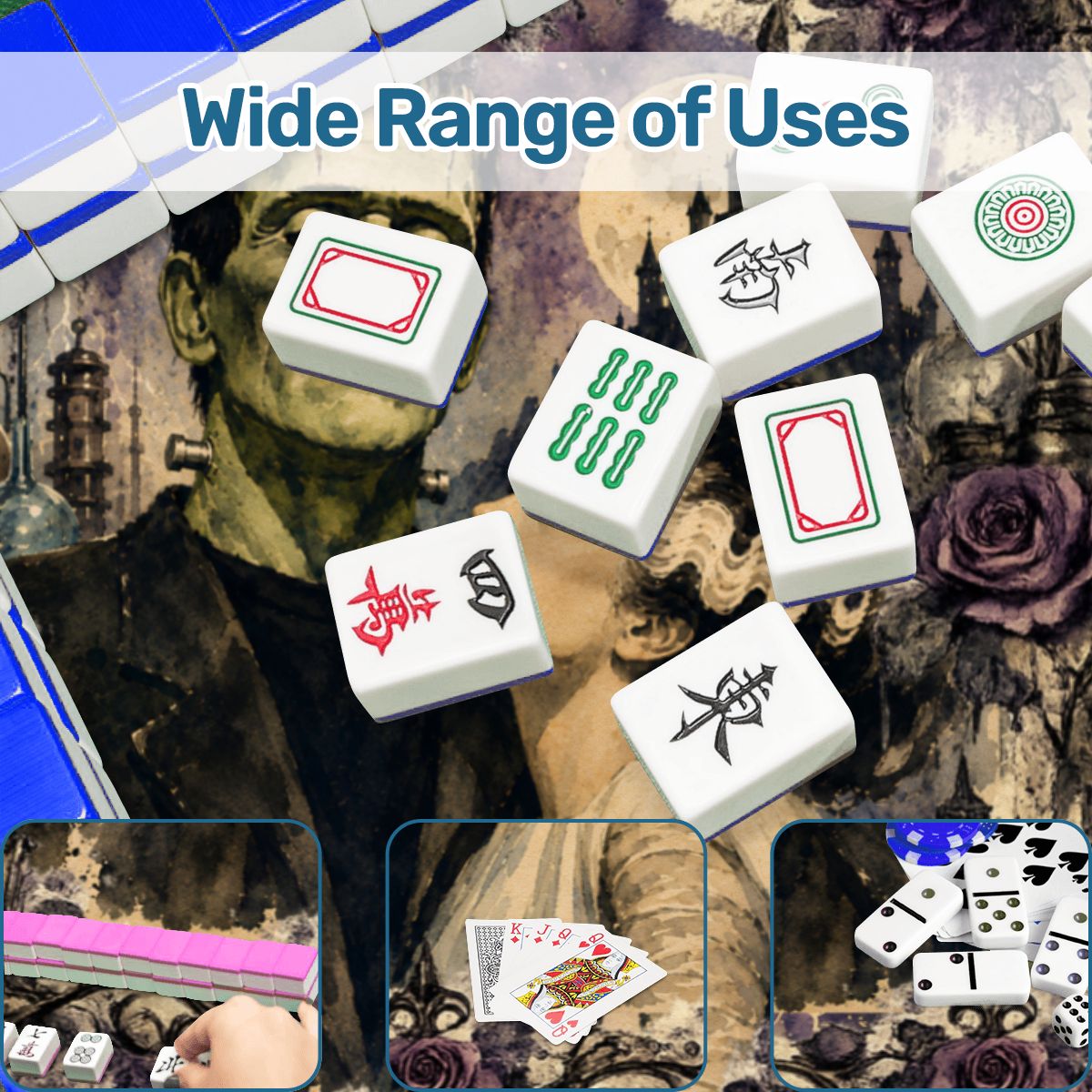Bride And Frankenstein Round Mahjong Mat - Splash Of Mahj And Color Co.