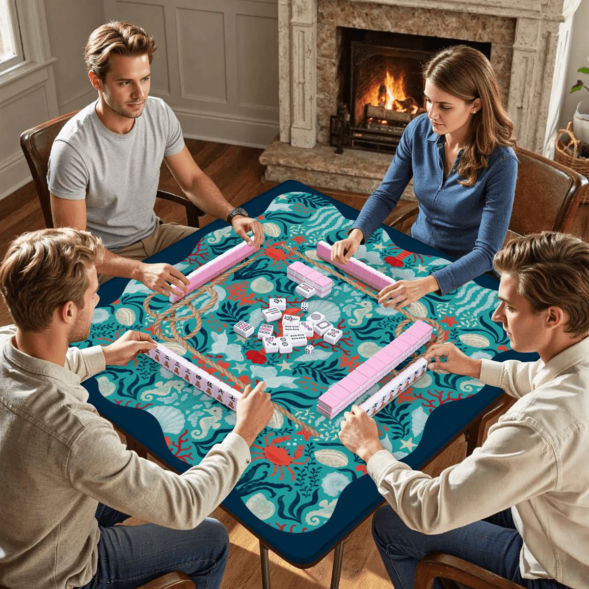 Nautical Nellie Sea Of Life Whimsical Mahjong Mat - Splash of Color Co.