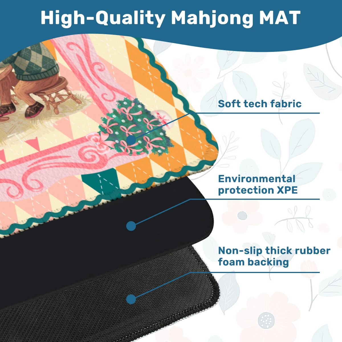 Oh Deer Christmas Mahjong Mat, Argyle Pastels And Whimsical Reindeer