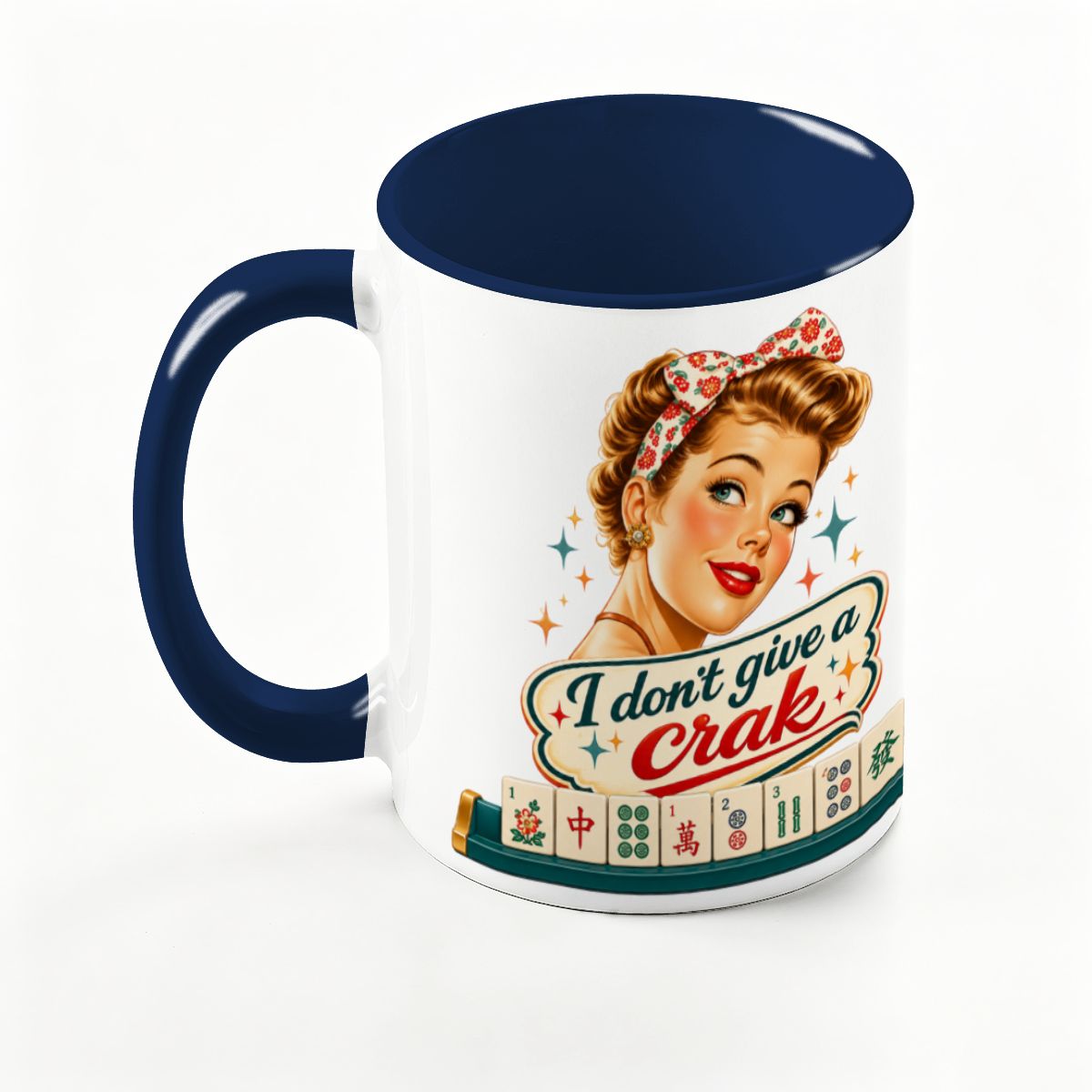 Funny Mahjong Mug, I Don't Give A Crak Large Colorful Mug (15oz)