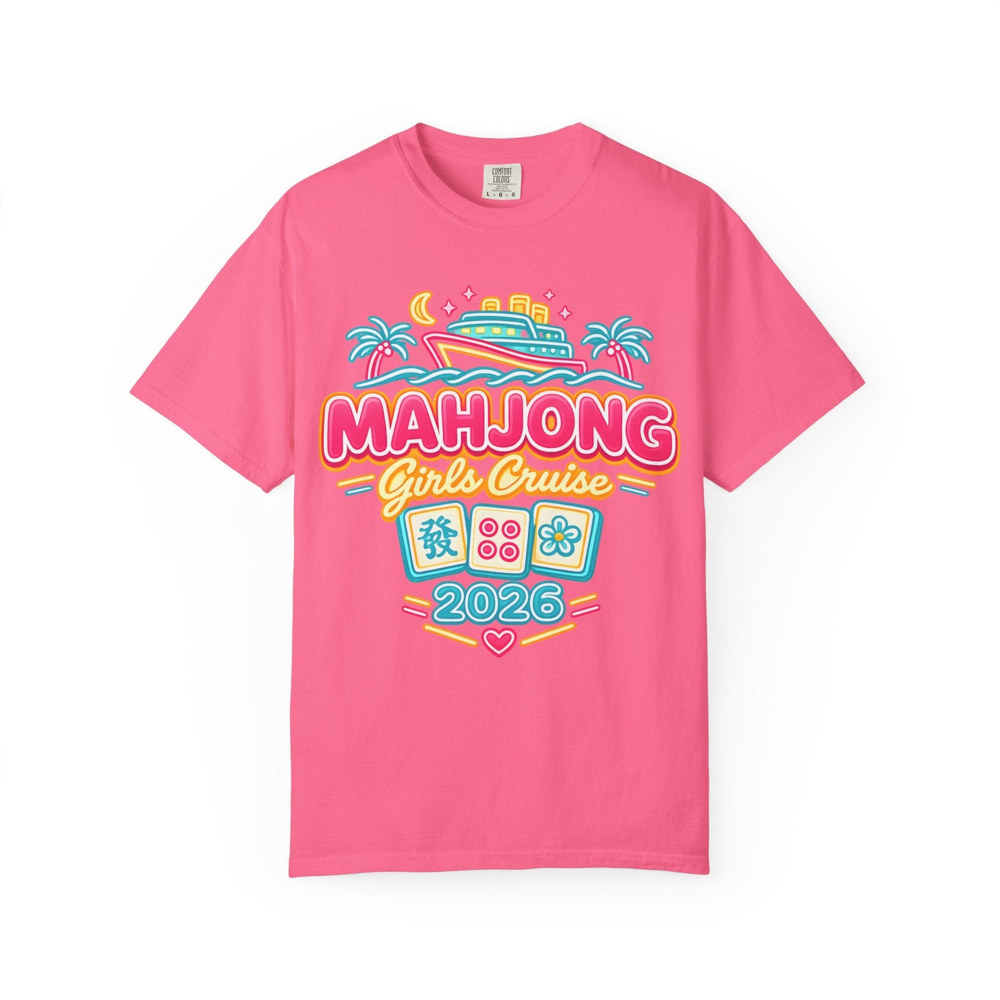 Mahjong Girls Cruise 2026 Group T-Shirt | Mahjong Tiles, Tropical Cruise Design - Splash of Color Co.