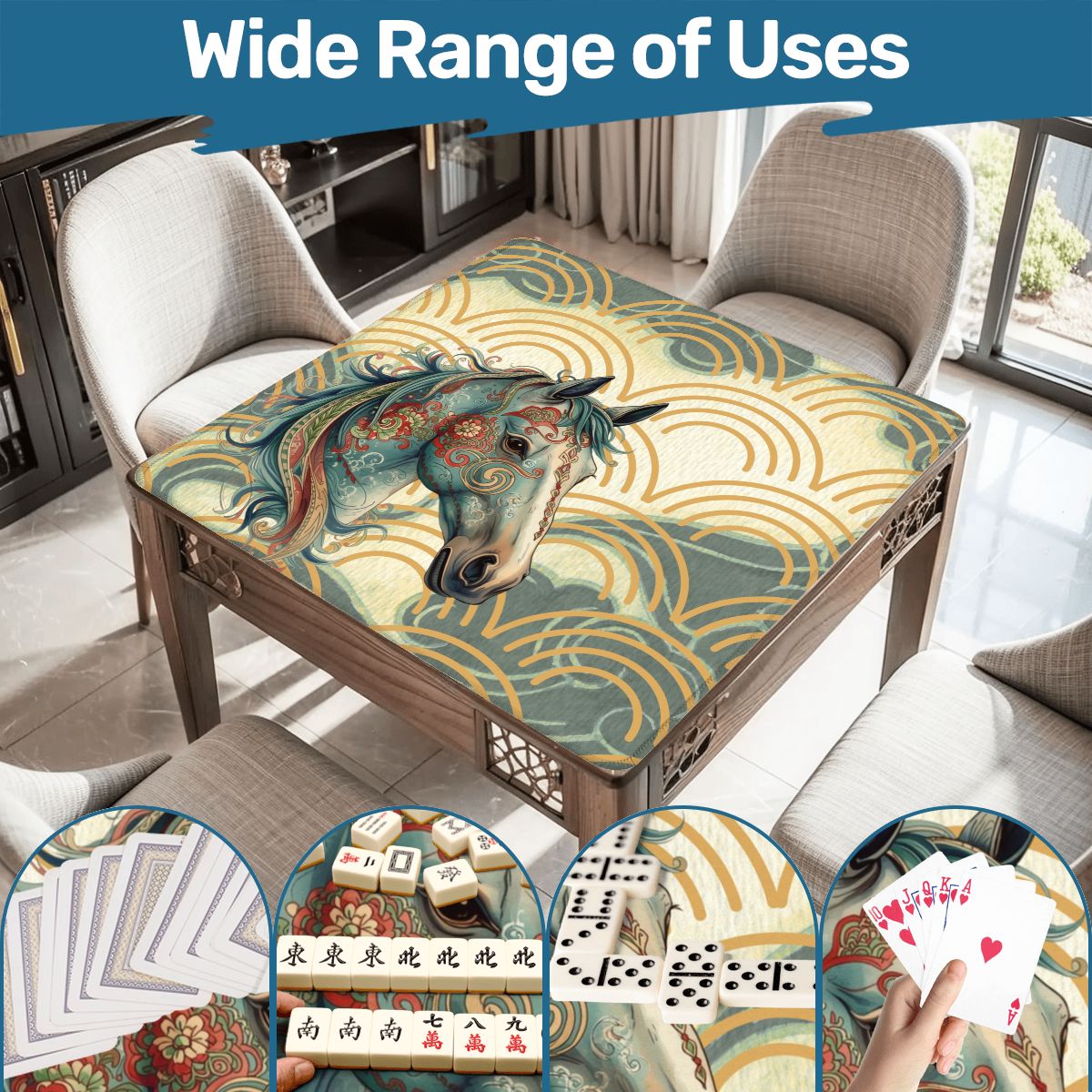 Year of The Firehorse, Lunar Year Boho Mahjong Mat - Splash of Color Co.