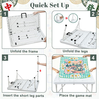 Happy Camping Vintage Nostalgic Mahj Mini Mat And Foldable Mahjong Table - Splash of Color Co.