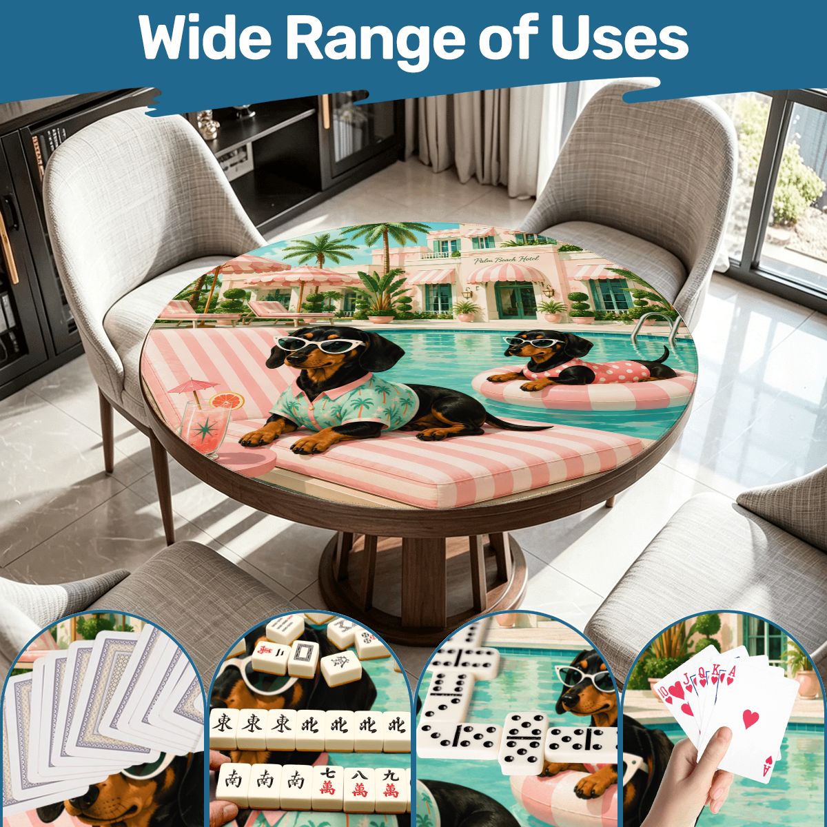 Floating At The Doxie Hotel Round Mahjong Mat