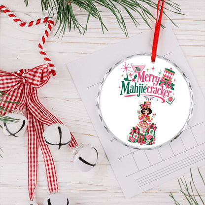 The Merry Mahjiecracker Mahjong Lover Christmas Glass Ornament