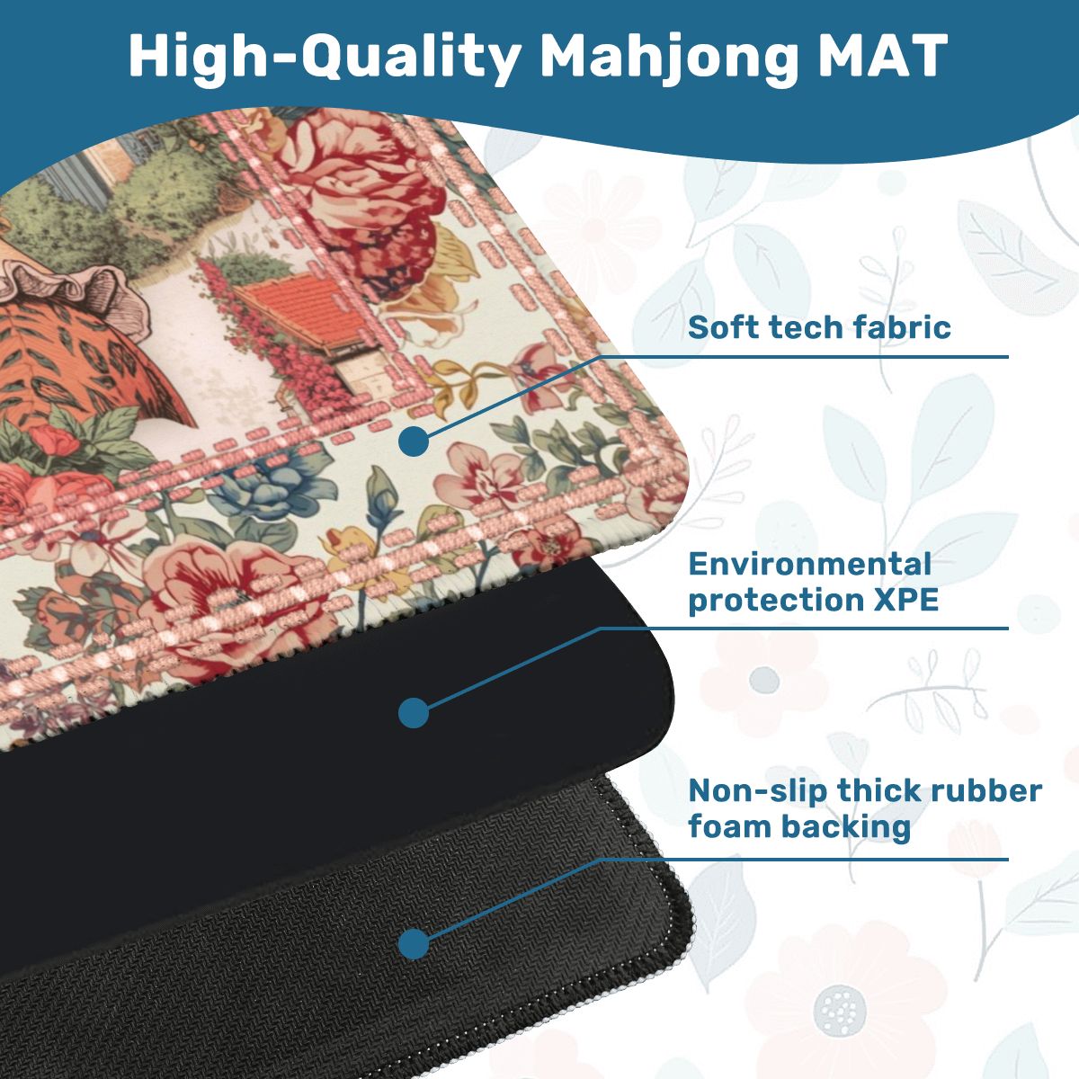 Parisian Mahjong Raspberry Beret Floral French Designed Mahj Mat - Splash of Color Co.