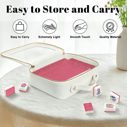 Bubblegum Pink Chinoiserie Pastel Mahjong Tiles With Carry Case