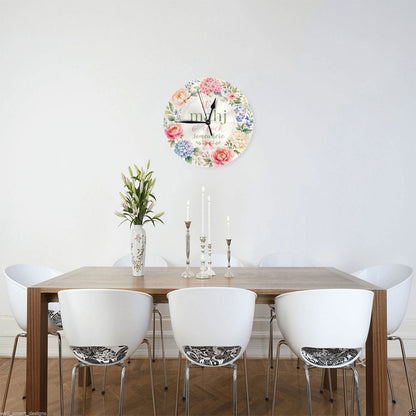It's Mahj O'Clock Somewhere Preppy Floral PVC Wall Clock With Stand